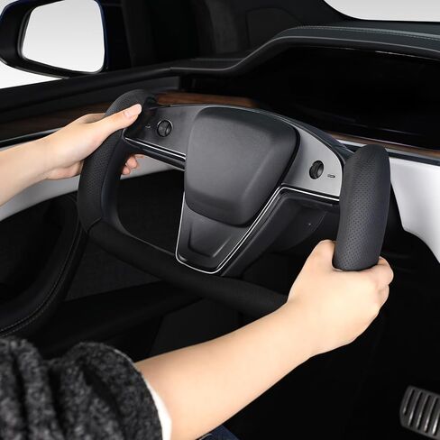 Steering Wheel Cover for Tesla Yoke Steering Wheel, Car Steering Wheel Cover for Tesla Model S 2021-2023 / Model X 2021-2023 Steering Wheel Accessories Black in Kuwait