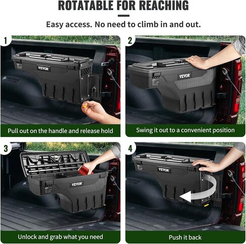 مربع تخزين سرير الشاحنة Vevor ، Dodge Ram 1500 2019-2021 ، جانب الركاب ، غطاء قابلاً للقفل ، عجلات ABS مقاومة للماء 6.6 Gal/20 L مع قفل كلمة المرور in Kuwait