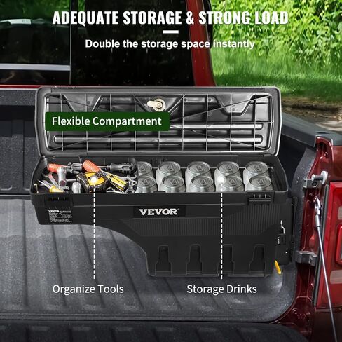 مربع تخزين سرير الشاحنة Vevor ، Dodge Ram 1500 2019-2021 ، جانب الركاب ، غطاء قابلاً للقفل ، عجلات ABS مقاومة للماء 6.6 Gal/20 L مع قفل كلمة المرور in Kuwait