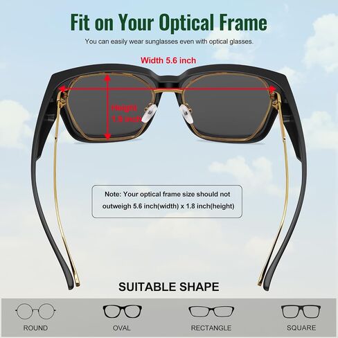 Fit Over Glasses Sunglasses for Women Men, Polarized Sunglasses for Cover Prescription Glasses with UV Protection in Saudi Arabia