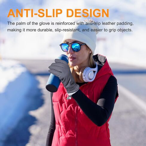 Winter Gloves for Men Women: Touch Screen Waterproof Windproof Warm Gloves with Thermal Lining for Running Cycling in Kuwait