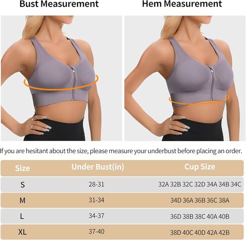 2 عبوة حمالات رياضية للنساء ، سستة الأمامية الإغلاق تجريب تشغيل حمالة صدرية عالية التأثير سلس مبطنة لليوغا حمالات الصدر in Kuwait
