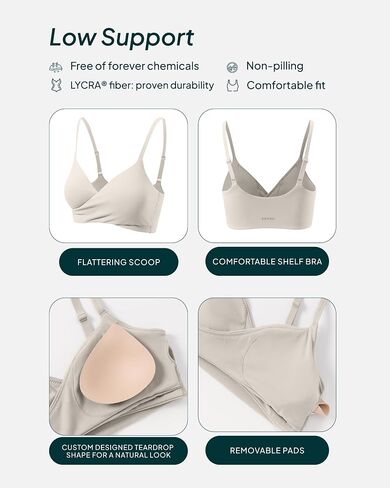 PAVOI ACTIVE Cross-Over Sports Bra for Women - Low Support Adjustable Cami Straps Cross Front Workout Yoga Bras - FlexFlow in Kuwait