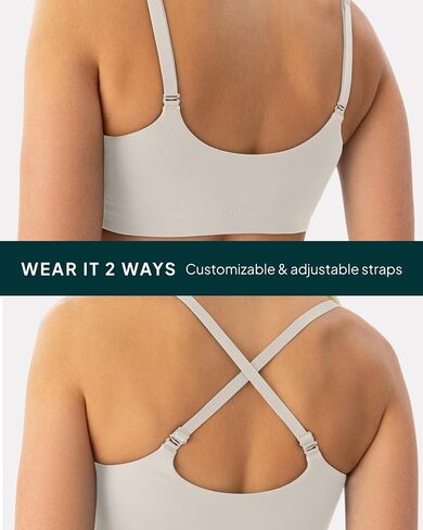 PAVOI ACTIVE Cross-Over Sports Bra for Women - Low Support Adjustable Cami Straps Cross Front Workout Yoga Bras - FlexFlow in Kuwait