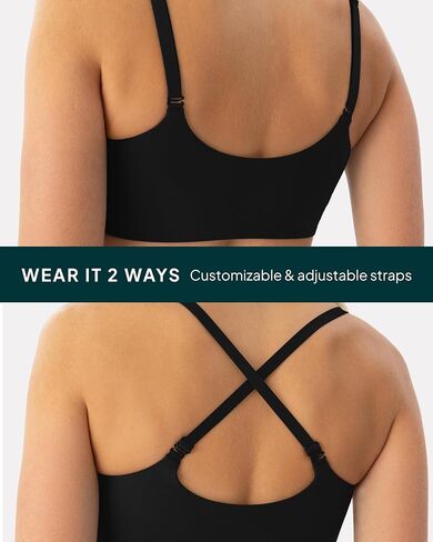 PAVOI ACTIVE Cross-Over Sports Bra for Women - Low Support Adjustable Cami Straps Cross Front Workout Yoga Bras - FlexFlow in Kuwait