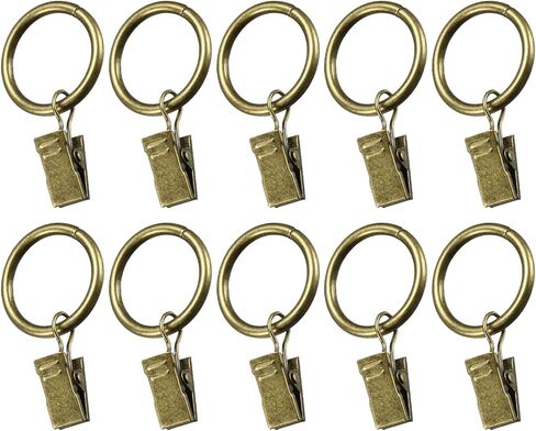 25mm Inner Diameter Curtain Rings with Clips- 10Pack - Good for Curtains and Rods - Curtain Drape Sliding Eyelet Rings - Copper in Saudi Arabia