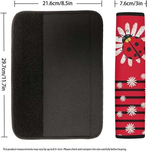 Ladybug 2 Pack Car Seat Belt Pads Cover Universal Seatbelt Shoulder Strap Covers, Daisy Seat Belt Cover Red Automobile Accessory Universal Fit for Most Vehicles in Kuwait
