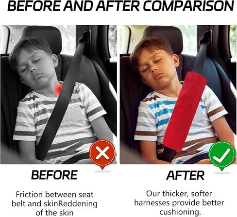 2 مساءً وسادات حزام مقعد السيارة غطاء الكتف ، وسادة حزام مقعد للسيارات لينة لحماية الرقبة والكتف ، واقي وسادة الكتف في السيارة العالمية للبالغين أطفال الرجال (رمادي أزرق) in Kuwait