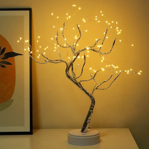 20" 108LED Fairy Sparkly Tree Lamp with Remote Control, USB&3AA Powered 8 Modes, DIY Bonsai Artificial Tree Lights, Fairy Spirit Tree Light for Bedrooms Desktop Christmas (Warm White) in Saudi Arabia
