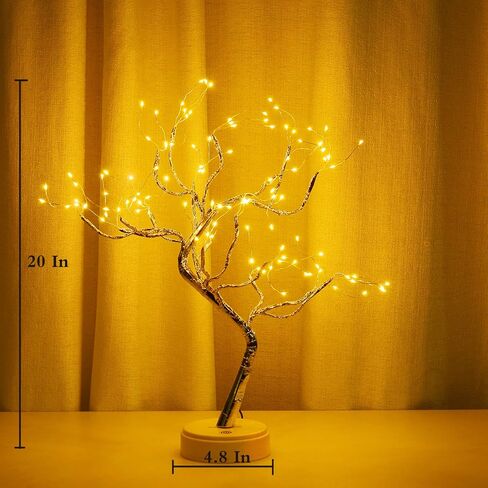 20" 108LED Fairy Sparkly Tree Lamp with Remote Control, USB&3AA Powered 8 Modes, DIY Bonsai Artificial Tree Lights, Fairy Spirit Tree Light for Bedrooms Desktop Christmas (Warm White) in Saudi Arabia