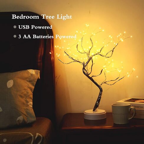 20" 108LED Fairy Sparkly Tree Lamp with Remote Control, USB&3AA Powered 8 Modes, DIY Bonsai Artificial Tree Lights, Fairy Spirit Tree Light for Bedrooms Desktop Christmas (Warm White) in Saudi Arabia