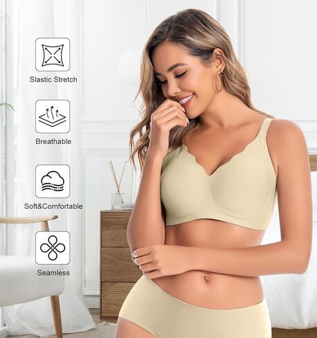 حمالات الصدر اللاسلكية اللاسلكية للسيدات ، رفيع الراحة لا ترتدي الأركان الداخلية تغطية كاملة الرياضة الرياضية اليومية in Kuwait