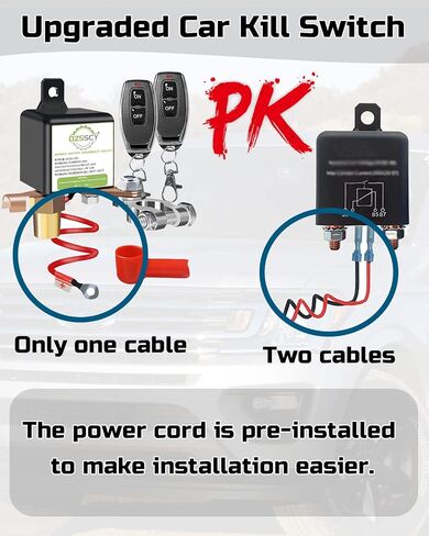 Remote Battery Disconnect Switch 12v, 250A, Anti-Theft Car Kill Switch, Security Prevent Battery Drain, Kill Switch for Car, RV in Saudi Arabia