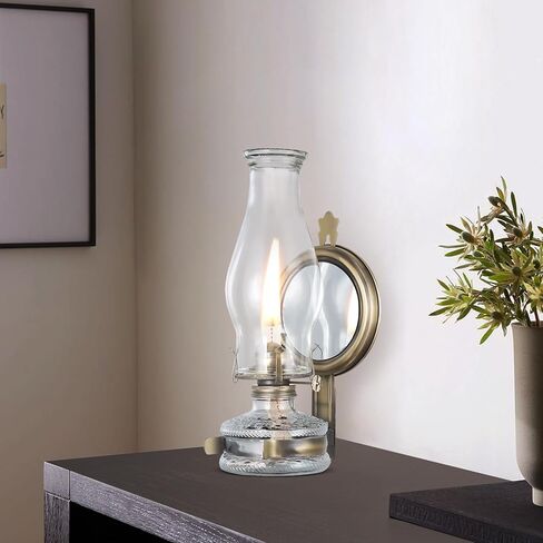 مصباح زيت كبير عتيقة جدار زجاجي كيروسين مصباح مصابيح زيت مثبتة على الجدار العتيقة للداخل الاستخدام مصباح الإضاءة في حالات الطوارئ مصباح إعصار ريفي مع 7/8 "فانوس زيت ويك in Kuwait