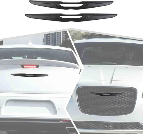Carbon Fiber Front Bumper Grille Emblem Cover Rear Emblem Badge Cover Trim Kit Exterior Accessories Compatible with Chrysler 300 300C 2015-2023 in Saudi Arabia