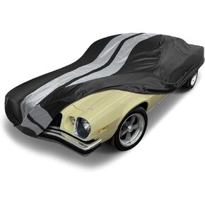 غطاء سيارة Icarcover Premium للفترة 1967-1973 Chevy Camaro Z28 ، SS Heavy Duty Waterpiles All Weather Automobiles Custom Fit Indoor Outdoor UV Auth Contremit
