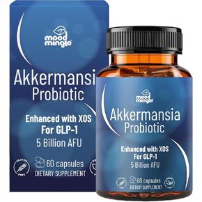مكملات بروبيوتيك Akkermansia muciniphila GLP -1 - مع XOS 5B AFU فيتامين B2 B6 B12 D3 Niacin Pantothenic حمض GLP1 - كبسولات خالية من الغلوتين النباتي للرجال للنساء (حزمة واحدة)