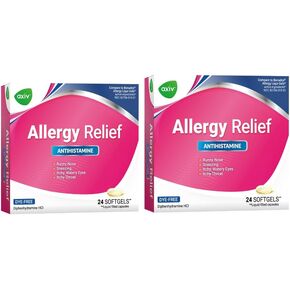 AXIV Allergy Relief Softgels, Antihistamine Medicine & Cold Symptom Relief, Dye-Free Liquid Gels, 25 mg Diphenhydramine HCl, Runny Nose, Sneezing, 24 Count Pack of 2 (24 Softgels)