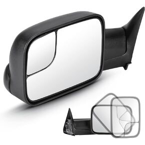 Pair of Towing Mirrors Fit for Dodge Ram 1500 1994-2001, for Ram 2500 3500 1994-2002, with Manual Folding/Flip Up