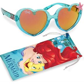Sun-Staches Little Mermaid Disney Sunglasses for Kids الأنيقة والمريحة والمتينة للأشعة المحيطة بالأشعة الشمسية المحمية بالأشعة الشمسية مع حالة حمل ناعمة-إكسسوارات أرييل الرسمية للفتيات