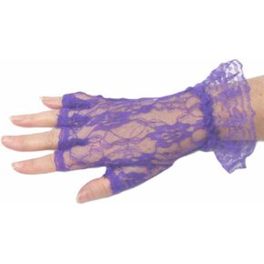 Lace Luxe Wrist Length Half-Finger Gloves, Purple