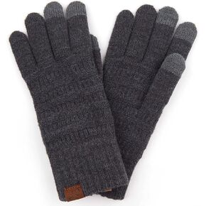 Funky Junque Winter Gloves Warm Touchscreen Tight Garter Knit Slim Smart Tip Gloves