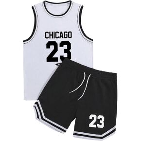 GORGLITTER Men's Letter Graphic Round Neck Tank Top and Drawstring Pockets Track Shorts Set