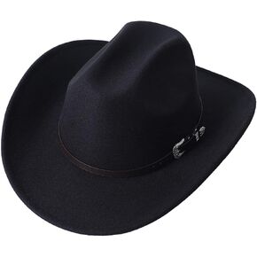 Men Women Wide Brim Western Cowboy Cowgirl Hats with Buckle Belt