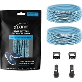 xpand جولة lacing. مرنة لا حذاء حذاء - تحكم سريع في التوتر - حجم واحد يناسب جميع أحذية البالغين والأطفال