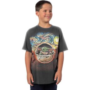 Star Wars The Mandalorian Shirt Boys Grogu Starry Night Graphic Tee
