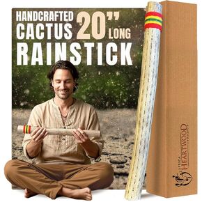 20" Chilean Cactus Rainstick Musical Instrument with yarn wrap and sealant - Authentic Rain Stick Shaker from Africa Heartwood Project (TM) in Saudi Arabia