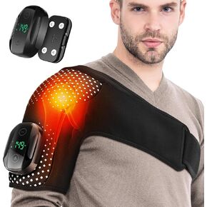 FSA or HSA Eligible, Cordless Shoulder Heating Pad with Massage for Shoulder Pain Detachable Controller Heated Shoulder Massage Heating Pad for Shoulder with 6 Heating Levels 3 Vibration Modes Black