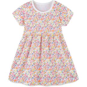 Ohrwurm Toddler Girls Cotton Summer Dress Cartoon Print Print Short Sleeve Dresses Disual Jersey Sundress Playwear Outfits