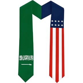 Saudi Arabia Flag International Students Graduation Sash Stole Scarves 180 X 13 CM/70 X 5 INCHES Double Sided Graduation Decoration Item
