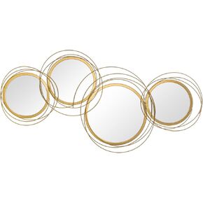 Homcom Metal Wall Art Modern Mirror Decor Home منحوتات جدار معلقة لغرفة غرفة المعيشة غرفة الطعام ، الذهب
