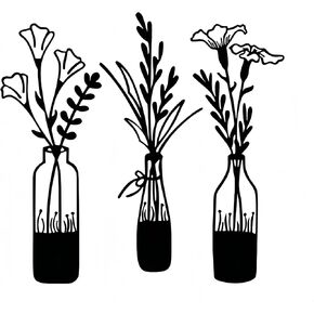 3 Pcs Black Metal Flower Vase Art Wall Decor for Living Room Bedroom Silhouette Minimalist Flower Metal Wall Art Decor