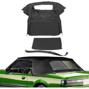 قمة ناعمة قابلة للتحويل Kuafu متوافقة مع 1983-1993 Ford Mustang Sailcloth Vinyl Soft Top & Plastic Window
