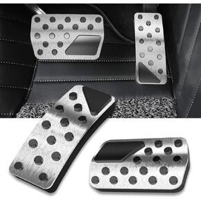 2 PCS Car Gas Pedal Covers, Accelerator Brake Pedal Kit, Alloy Punch-Free Anti-Slip Decorative Modification Pedal Cover Replacement, Compatible with Jeep Grand Cherokee (Silver)