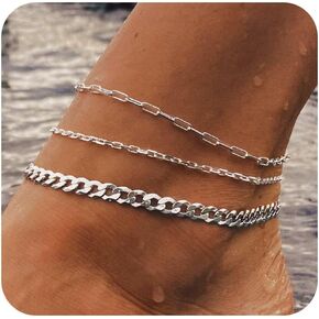 Dearmay 14K Gold Plated Lied Link Chain Canclets للنساء مقاوم للماء - أساور الكاحل اللذيذة للنساء لمجوهرات ذهبية غير تشريعية لطيفة