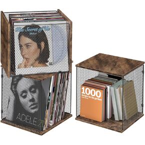 ELITEROO Storage Organizer Vinyl Record Holder ، Grid Wooden Record Crate ، Stackable Album Storage for Vinyl Records ، LP Storage Box Case Cabinet ،