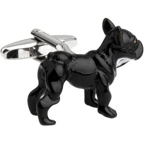Painted French Black Dog Bulldog Cufflinks
