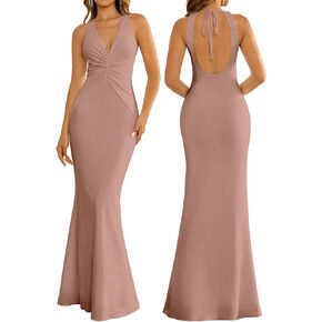 Women Summer Bodycon Maxi Dress Sexy Ruched Deep V Neck Elegant Formal Wedding Guest Long Dresses