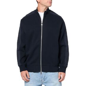 Armani Exchange Men's Logo Tape Full Zip Cotton Poly Bomber Sweatshirt