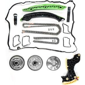 0009931078 Engine Timing Chain Kit with Intake Exhaust VVT Cam Sprockets Fits for 2012-2014 C250 E250 SLK200 1.8L, Fits for 2010 C200 1.8L, Replace OE 0009931078 2710501400 2710501500