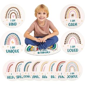 HiiARug Carpet Circles for Classroom Sitting Classroom Decor Rugs for Elementary Preschool Daycares Flexible Seating Circle Time Rug for Group Activities,12pcs,Round 18"