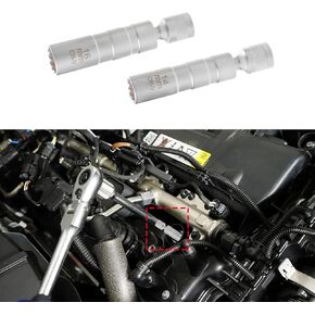 2PCS Magnetic Spark Plug Socket, 14mm&16mm Swivel Thin Wall Spark Plug Socket, Car Accessories Universal 3/8-Inch Drive 12-Point Spark Plug Socket Removal Tool for Most Motorcycles