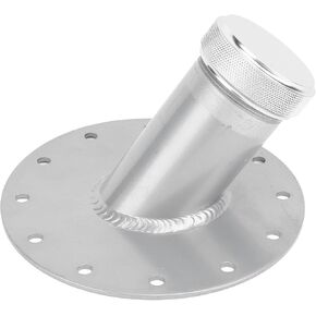 45 Degree Fuel Cell Filler Neck, 1.5in Inner Diameter Filler Neck with 12 Bolt Steel Base Aluminum Cap, Flange Fuel Cell Fast Fill Filler Neck Filler Neck Cap (Black)