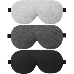 Alaska Bear 3 Pack Sleep Eye Masks Organic Cotton Cool Bamboo - تغطي الأنف لحظر الضوء بنسبة 100 ٪ ، خفيفة الوزن للاستخدام في المنزل أو السفر (أسود ، رمادي ، فضية)