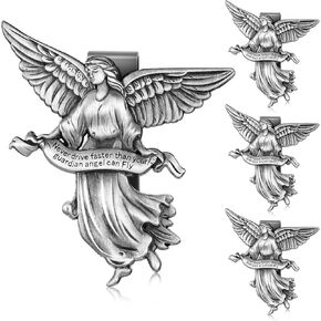 Tallew 4 Pcs Guardian Angel Visor Clips for Cars New Driver Gifts Never Drive Faster Than Your Guardian Angel Can Fly Car Visor Accessories Bless Driving Safety Religious Gift for Driver Friend