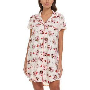 Strawberry Shortcake Women’s Night Gown Short Sleeve/Notch Collar/Button Down